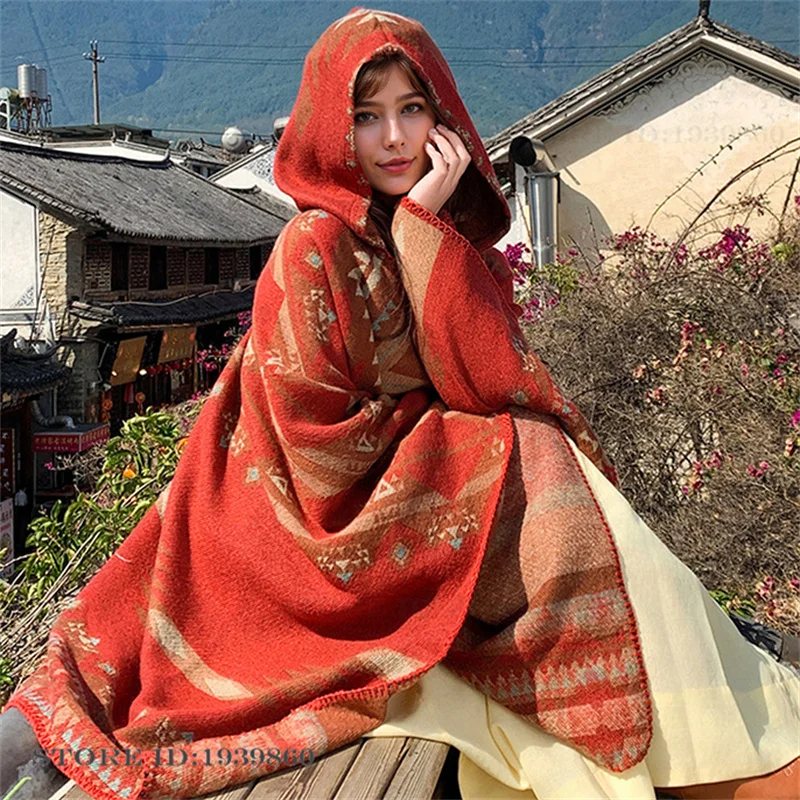 Woven Scarf Blanket - Nuovo Mantello Sciarpa Scaldacollo con Cappuccio,