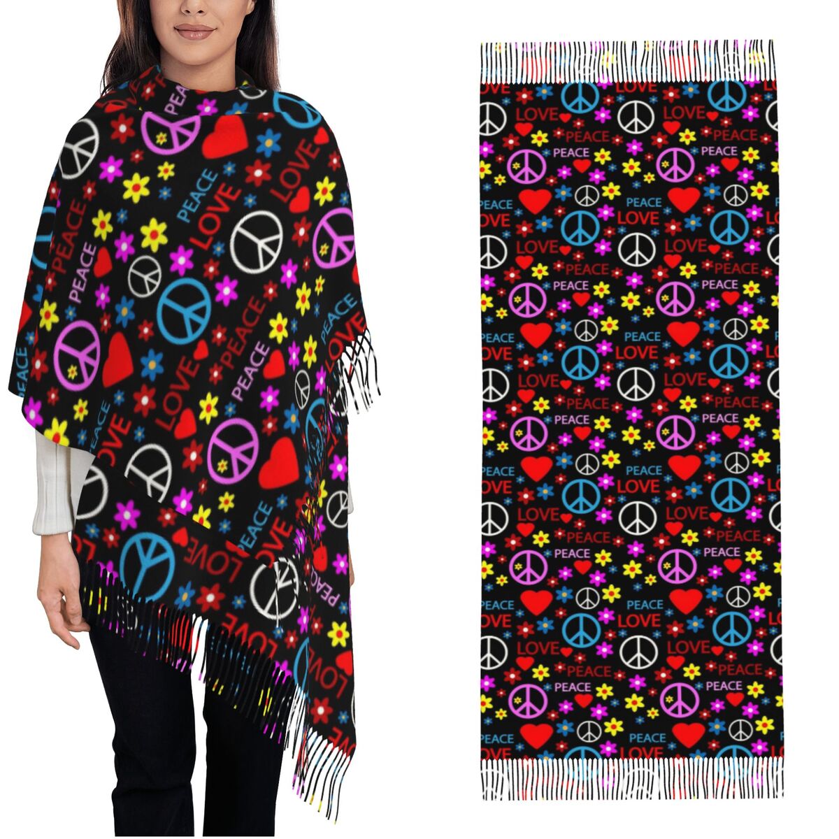 Sciarpa con motivo Peace Foral - Pashmina Wrap Large recensione e prezzo