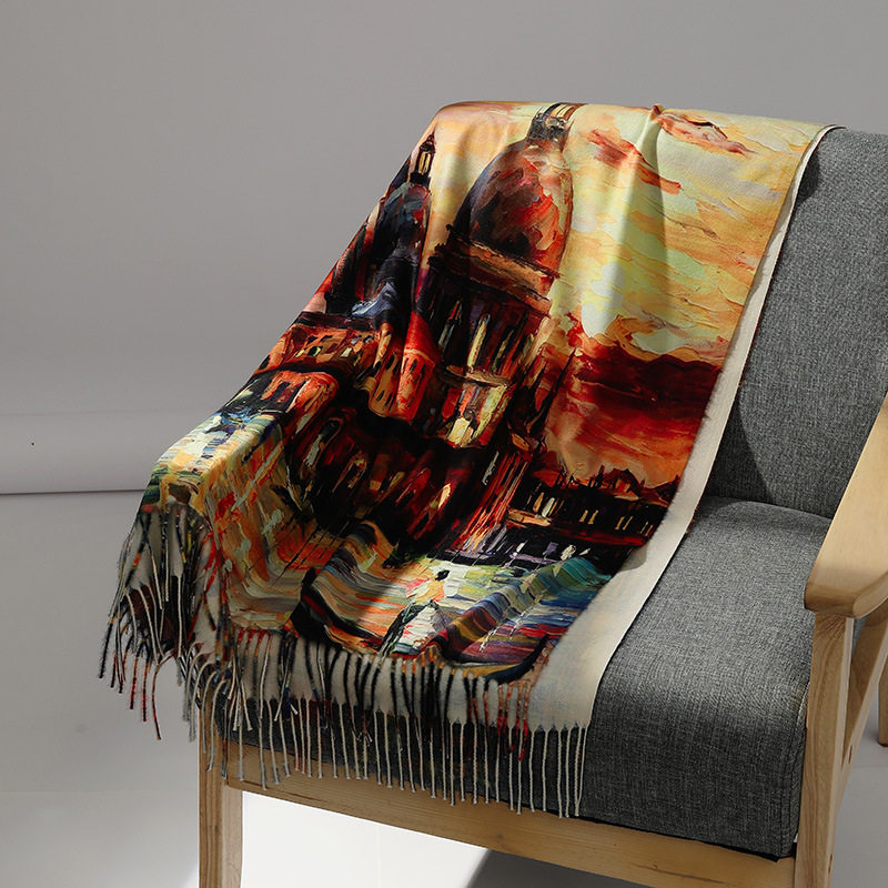 Sciarpa di cashmere pittura a  - Woven Scarf Blanket recensione e prezzo